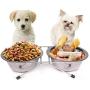 Gozier Double Diner Pet Bowls Cups, Stainless Steel Food Water Bowls Bunny Feeder Coop Cups with Non Slip Feeding Station for Dogs Cats Rabbit Bird Medium Large Animals in Crate Cage