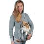Pet Pouch Hoodie Small Pet Carrier - Dog Cat Pouch Hoodie Sweatshirt Kangaroo Pocket Holder - No Ears - Womens Fit