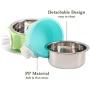 N/H 2 Pcs Dog Crate Water Bowl No Spill, Removable Dog Food Bowls, No Spill Dog Bowl for Crate, Stainless Steel Crate Water Bowl Hanging Food Water Feeder Coop Cup for Pet (Green, Blue)