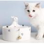 ROSE CREATE 1.3L Ceramic Cat Drinking Water Fountain Bowl, Upgraded USB Charging Smooth Porcelain Electric Pet Water Dispenser for Cats/Dogs with Quiet Pump, 5 Filters - White Sitting Deer