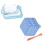 GAPZER 15° Adjustable Detachable Raised Cat Food Water Bowl & Dog Lick Mat Slow Feeders for Anxiety Relief Boredom Buster (Blue)
