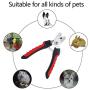 Yerdos Dog Nail Clippers, Cat Nail Clipper, Pet Nail Clippers with Nail File and Non-Slip Handles, Home Grooming Kit with Safety Device