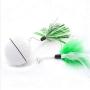 Smart Interactive Cat Toys - Automatic 360 Degree Self Rotating Ball USB Rechargeable Pet Toy with Detachable Feather, Build-in Spinning Led Light,
