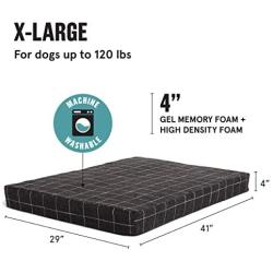 Barkbox Dog Bed | Memory Foam Mattress 3'' High-Density for Orthopedic Joint Relief | Machine Washable Crate Mat with Removable Cover and Water-Resistant Lining | Includes Squeaker Toy