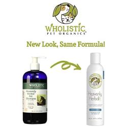 Wholistic Pet Organics Pet Shampoo Concentrate: Heavenly Herbal Organic Dog Shampoo and Conditioner - All Natural Puppy and Cat Shampoo for Dry, Itchy Skin, Allergies, Dandruff - Flea Shampoo - 16 Oz