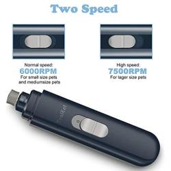 TeaiEei Dog Nail Grinder, Professional Rechargeable Dog Nail Trimmer Clipper, Quiet 2-Speed Electric Pet Nail File Clip, Painless Paws Grooming & Smoothing, for Small Medium Large Dogs & Cats