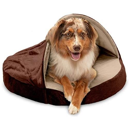Furhaven Pet - Plush Ergonomic Orthopedic Foam Mattress Dog Bed, Round Snuggery Hooded Dog Bed, and ThermaNAP Self-Warming Quilted Cat Bed Pad for Dogs and Cats - Multiple Styles, Sizes, and Colors