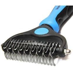 Maxpower Planet Pet Grooming Brush - Double Sided Shedding and Dematting Undercoat Rake Comb for Dogs and Cats,Extra Wide