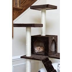 GleePet GP78700623 Cat Tree with Ramp, 70-Inch, Coffee Brown