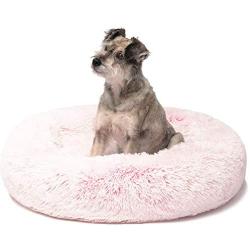 Friends Forever Donut Cat Bed, Faux Fur Dog Beds for Medium Small Dogs - Self Warming Indoor Round Pillow Cuddle