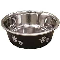 Ethical Pet Barcelona Matte and Stainless Steel Pet Dish, 16-Ounce, Licorice, Model Number: 6102