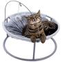 Made4Pets Cat Bed Soft Plush Cat Hammock Detachable Pet Bed with Dangling Ball for Cats, Small Dogs-Grey and Beige