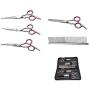 7 inch Dog Grooming Kit Pet Cat Grooming Scissors Tool Round Tips Professional Stainless Steel Curved Straight Thinning Shears Clippers