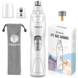 Petural Electric Dog Nail Grinder Low Noise Pet Nail Trimmer with 2 Grinding Wheels, Electric Rechargeable Pet Nail Grinder Painless Paws Grooming for Small Medium Large Dogs,Cats & More
