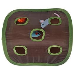 TeenTop Pet Cat Mice Toy Hide Seek Game Collapsible Puzzle Exercise Toy 9 Holes Mouse Hunt with Bells Cat Supplies for Kitten Exercise 1PC