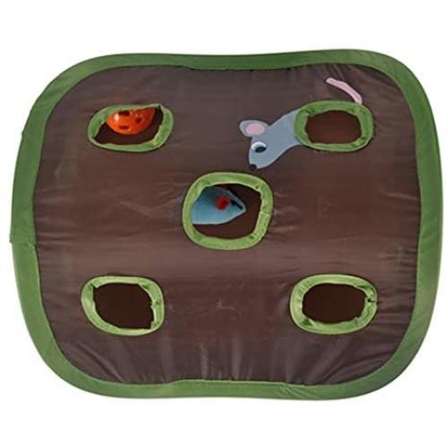 TeenTop Pet Cat Mice Toy Hide Seek Game Collapsible Puzzle Exercise Toy 9 Holes Mouse Hunt with Bells Cat Supplies for Kitten Exercise 1PC