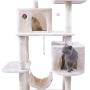 Hey-bro 61.5'' Extra Large Multi-Level Cat Tree Condo Furniture with Sisal-Covered Scratching Posts, 2 Bigger Plush Condos, Perch Hammock for Kittens, Cats and Pets