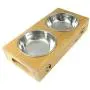 Alfie Pet - Kory Stainless Steel Double Bowl with Raised Bamboo Stand Alfie Pet - Kory Stainless Steel Double Bowl with Raised Bamboo Stand