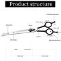 TIJERAS Dog Grooming Curved Scissors for Pets Hair Cutting Shears Professional 440C Stainless Steel Japan Curved Shears Safety Pets Care Scissor Pet Grooming Trimmer Kit Black Silver 7.0''/7.5''/8.0''