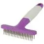 Poodle Pet Dog Grooming Rake| Dematting Tool with Stainless Steel Shedding Comb for Pets | 2 Rows of Pins Gently Remove Loose or Tangled Hair from Undercoat | Purple Handle Poodle Pet Dog Grooming Rake| Dematting Tool with Stainless Steel Shedding Comb for Pets | 2 Rows of Pins Gently Remove Loose or Tangled Hair from Undercoat | Purple Handle