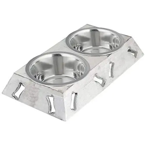 Eximious India Thanksgiving Gifts Elevated Dog and Cat Bowl Raised Pets Wooden Feeder with Stainless Steel Bowls, Food and Water Dispenser for Dogs, Cats and Pet Lovers 16 x 9 x 2.5 inches Eximious India Thanksgiving Gifts Elevated Dog and Cat Bowl Raised Pets Wooden Feeder with Stainless Steel Bowls, Food and Water Dispenser for Dogs, Cats and Pet Lovers 16 x 9 x 2.5 inches
