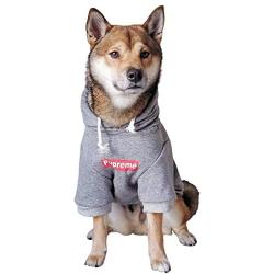 ChoChoCho Pup Dog Hoodie Pet Clothing Cotton Cat Hoodies Stylish Streetwear Sweatshirt Gray Tracksuits Outfit for Dog Cat Puppy Small Medium Large (XL)