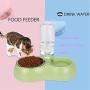 THEMART Double Dog Cat Bowls Premium Stainless Steel Pet Bowls No-Spill Resin Station, Pet Food Water Feeder with Automatic Water Bottle