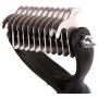 KABB Dogs Cats Pet Grooming Undercoat Rake with Dual Side for Easy Mats & Tangles Removing(Blue)