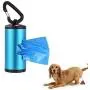 Decdeal Pet Poop Holder Dog Waste Dispenser Aluminum Tube Includes 15pcs Waste Bags Refillable (Blue)