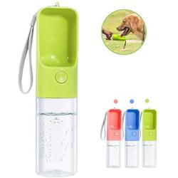 Sofunii Dog Water Bottle for Walking, Portable Pet Travel Water Drink Cup Mug Dish Bowl Dispenser, Made of Food-Grade Material Leak Proof & BPA Free - 15oz Capacity (Green)