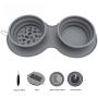 Rainteam Portable Collapsible Travel Dog Bowl, Outdoor Double Bowl Design with Slow Feeder Bowl and Water Bowl, Non-Slip, Anti-tip and No-Spill