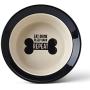 PetRageous 17001 Eat Drink Repeat Two-Tone Stoneware Dishwasher Safe Dog Bowl 4-Cup 8-Inch Diameter 3.75-Inch Tall for Medium and Large Dogs and Cats 32-Ounce Capacity, Off-White