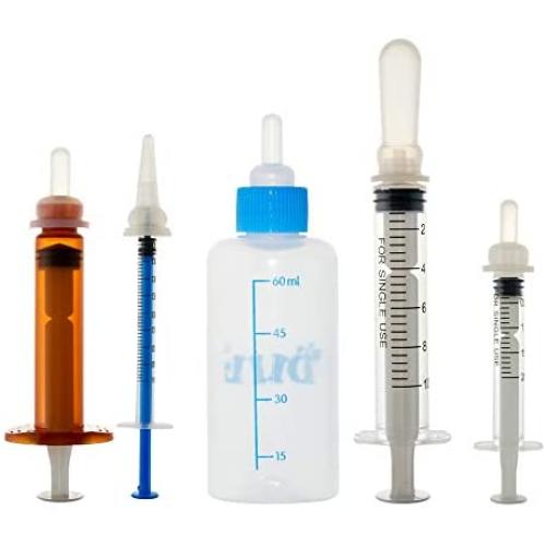 Pet Feeding Bottle Can Squeeze Liquid Feeding Kit and Replacement Mini Nipples for Kitten Puppy Small Animals Feeding Tool