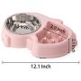 ikjuh Stainless Steel Pet Slow Feeder Bowl Anti-Chock Dogs Cats Water Food Bowl Dual Purpose Nonslip Bottom Design Nontoxic Material