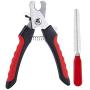Yerdos Dog Nail Clippers, Cat Nail Clipper, Pet Nail Clippers with Nail File and Non-Slip Handles, Home Grooming Kit with Safety Device