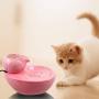 THMY Ceramic Cat Drinking Water Fountain, 1.3 Liters Pet Water Fountains for Cats and Dogs, Electric Pet Water Dispenser with Quiet Pump - Pink Lotus Style