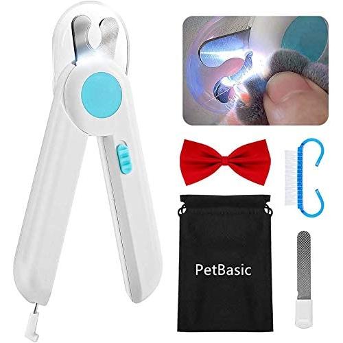 Dog Nail Clippers with Light Avoid Over-cutting, Safety Cat Claw Trimmer Cutter & Pet Toenail Polish File for Small Medium Large Animals Breed, Grooming Scissors for Puppy, Kitten, Rabbit, Bunny