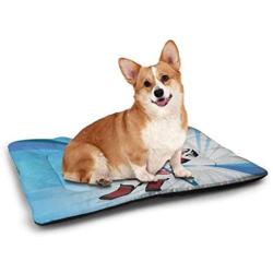 DayDayFun Hockey Cute Pet Mat Grungy Retro Style Halftone Background with a Goaltender Figure in Circle Non-Slip Dog Pads Pale Blue Black White