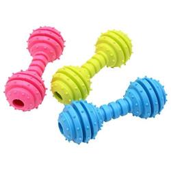 XIHONGSHIR Bell Ball Toys, Dog Ball Chew Toy, Barbed Barbell Balls, Environmental Soft Rubber Non Toxic, Tooth Cleaning, for Cats, Puppies, Small & Medium Pets, 3Pcs,Blue+Pink+Yellow