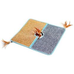 AnberCare Cat Scratching Mat, 18’ x 18’ Natural Sisal and PP Fiber Dual Material Cat Scratch Mats, Cat Floor Scratching Pad Rug, Protect Carpets and Sofas