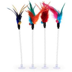 UN-BRAND Feather Bottom Sucker Pet Cat Toy Pet Supplies Color is Random