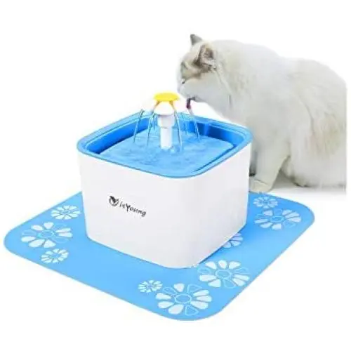 isYoung Pet Water Fountain, 84Oz/2.5L Super Quiet Automatic Electric Water Dispenser, Healthy and Hygienic Cat Drinking Fountain with 2 Replacement Filters for Dogs, Cat and Small Animals