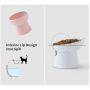 Raised Cat Food and Water Bowl Set,15 Ounces Pink Elevated Cat Feeder Bowl & White Tilted Elevated Cat Bowl,Ceramic Pet Bowls with Stand,Protect Pets Spine,Backflow Prevention,2 Pack