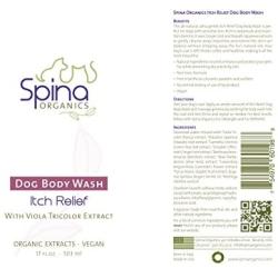 Spina Organics, Itch-Relief Dog and Cat Shampoo with Aloe Vera and Other Organic Essential Oils for Dry, Itchy Skin, Dermatitis, Dandruff, and Allergies - Made in The USA 17 Fl Oz