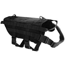 GPFDM Tactical Dog Training Molle Vest Harness, Nylon Waterproof Dog Vest Harness, Tactical Dog Training Vest Harness - Coat for Dog,Black,S