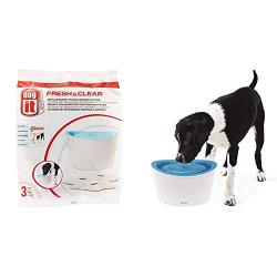 Dogit Fresh & Clear Drinking Fountain, Elevated Dog Water Dispenser with Zeus Fresh & Clear Elevated Dog and Cat Water Dispenser, Large Drinking Water Fountain