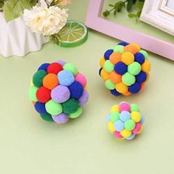 avbxcuecc New Pet Cat Toy Colorful Handmade Bells Ball Built-in Catnip Interactive Toy