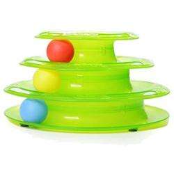 New Tower Round Bar Design Cat Ball Toy ,Cat Ball Toy, Exerciser Game, Teaser, Anti-Slip, Active Healthy Lifestyle, for Multiple Cats (Green)