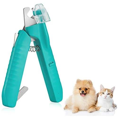 Pet Nail Clippers and Trimmer for Dogs Cats with LED Light and Safety Guard to Avoid Over-Cutting Nails, Professional Claws Trimmer Grooming Tool with Razor Sharp Blades for All Animal