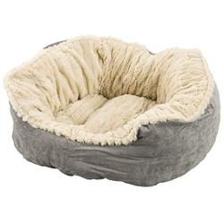 SPOT Ethical Pets Sleep Zone Carved Plush Pet Bed 21” Grey - Pet Bed for Cats and Small Dogs - Attractive, Durable, Comfortable, Washable (32924)